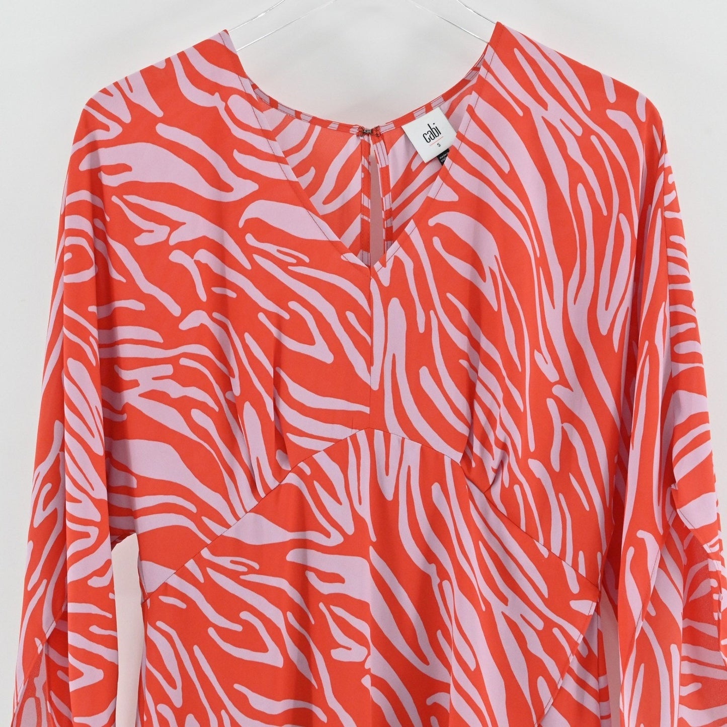 Cabi Saunter Maxi Dress Size S Orange Zebra Dolman Kimono Sleeve Boho Eclectic