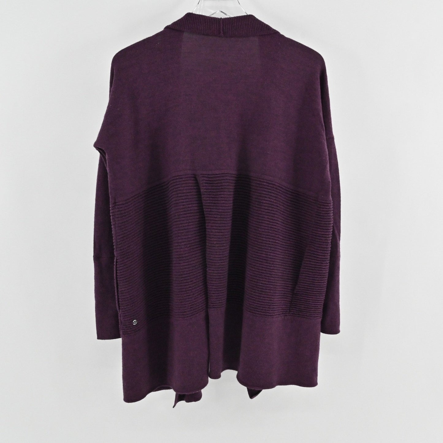 Lululemon Womens Sit In Lotus Wrap II Cardigan Size 10 Heathered Plum Ribbed