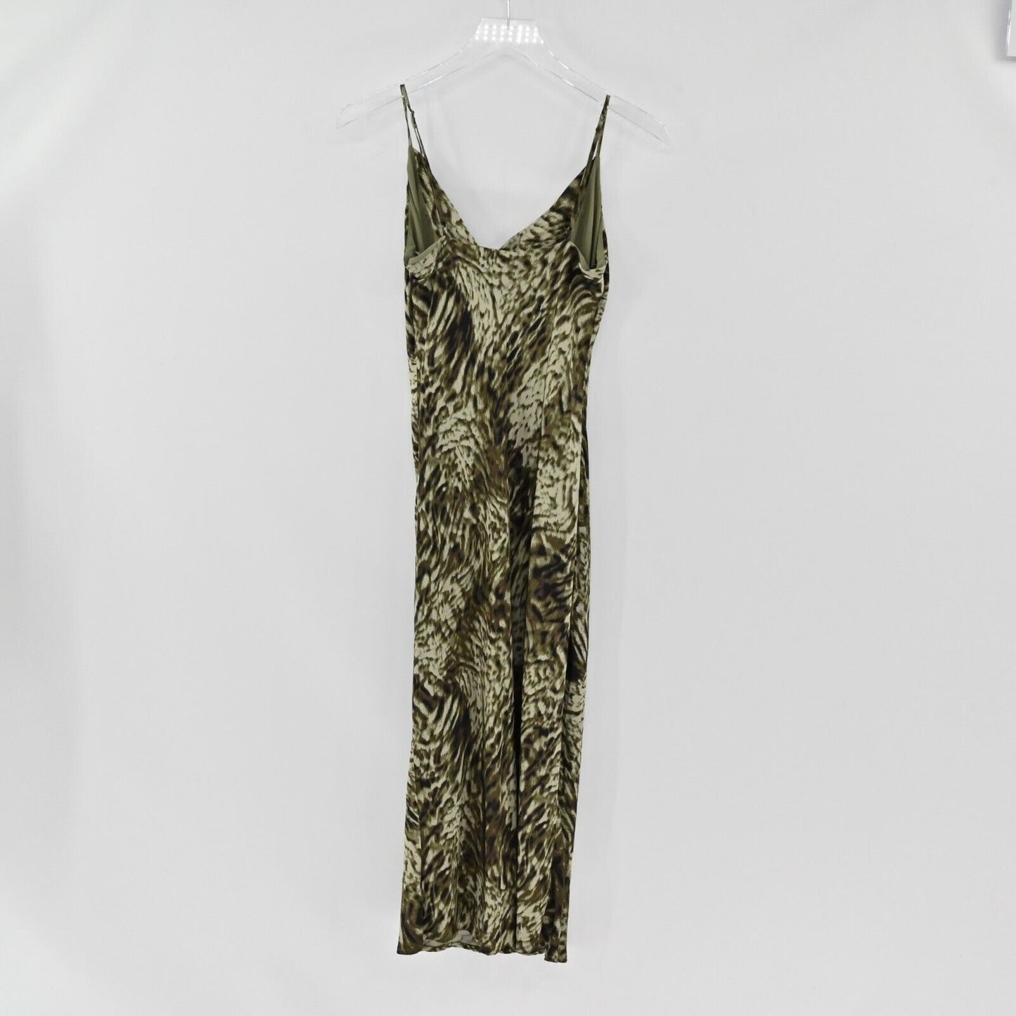 GOOD AMERICAN Dress Womens Size M Jungle Print Cowl Neck Viscose Stretch Midi