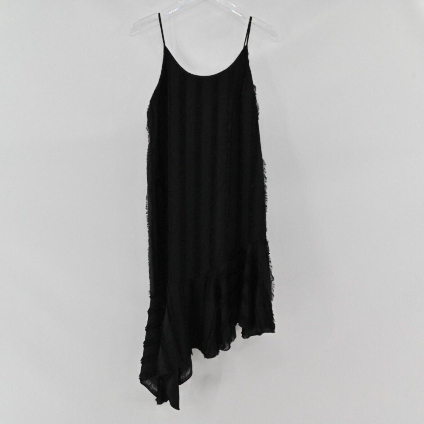 ANTHROPOLOGIE Dress Womens Size S Eri Ali Black Fringed Slip Textured Midi Goth