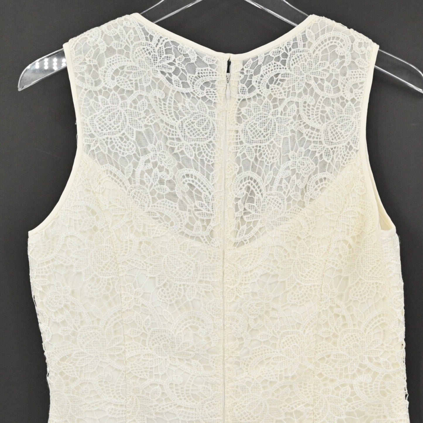 WHBM Dress Womens Sz 10 Ivory Paisley Lace Sleeveless Sheath Crochet Office NEW