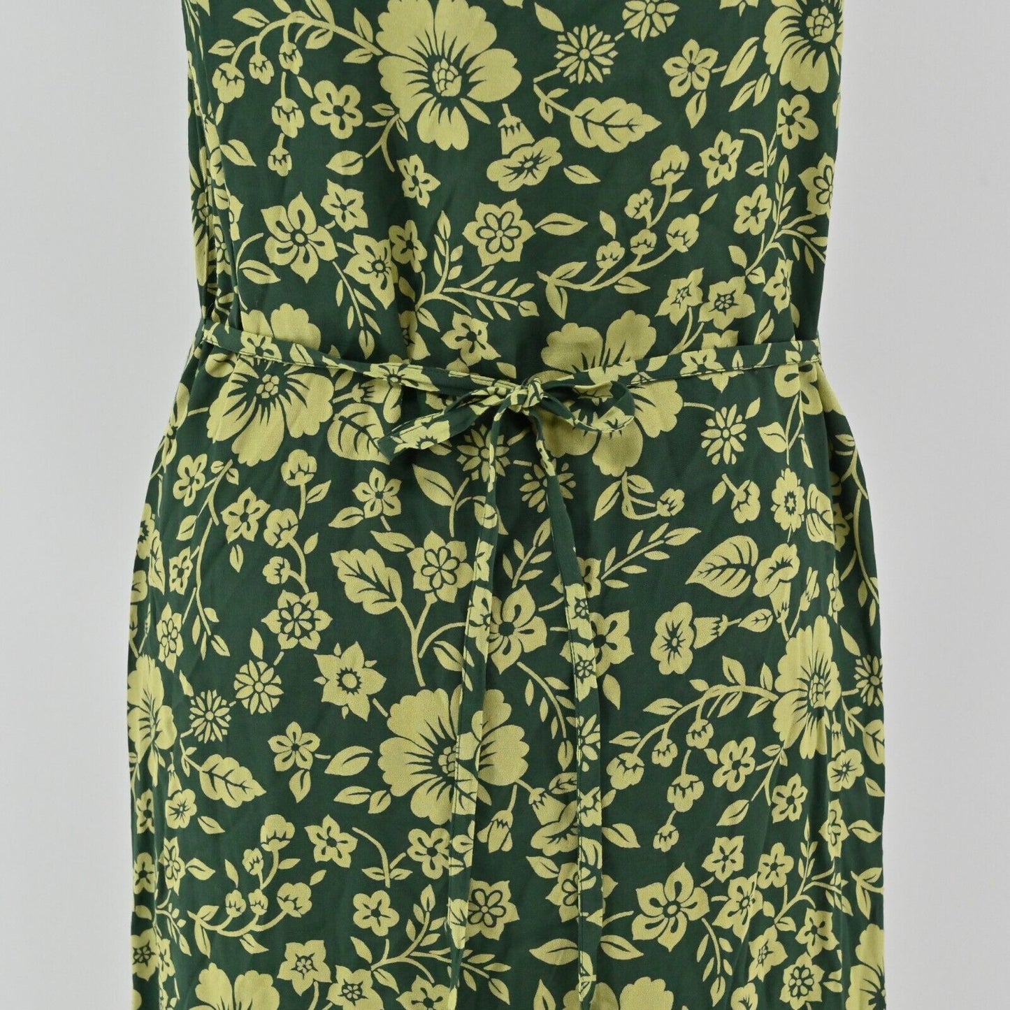 Vtg OLD NAVY Dress Womens Size 8 Green Tropical Floral Print Sleeveless Maxi