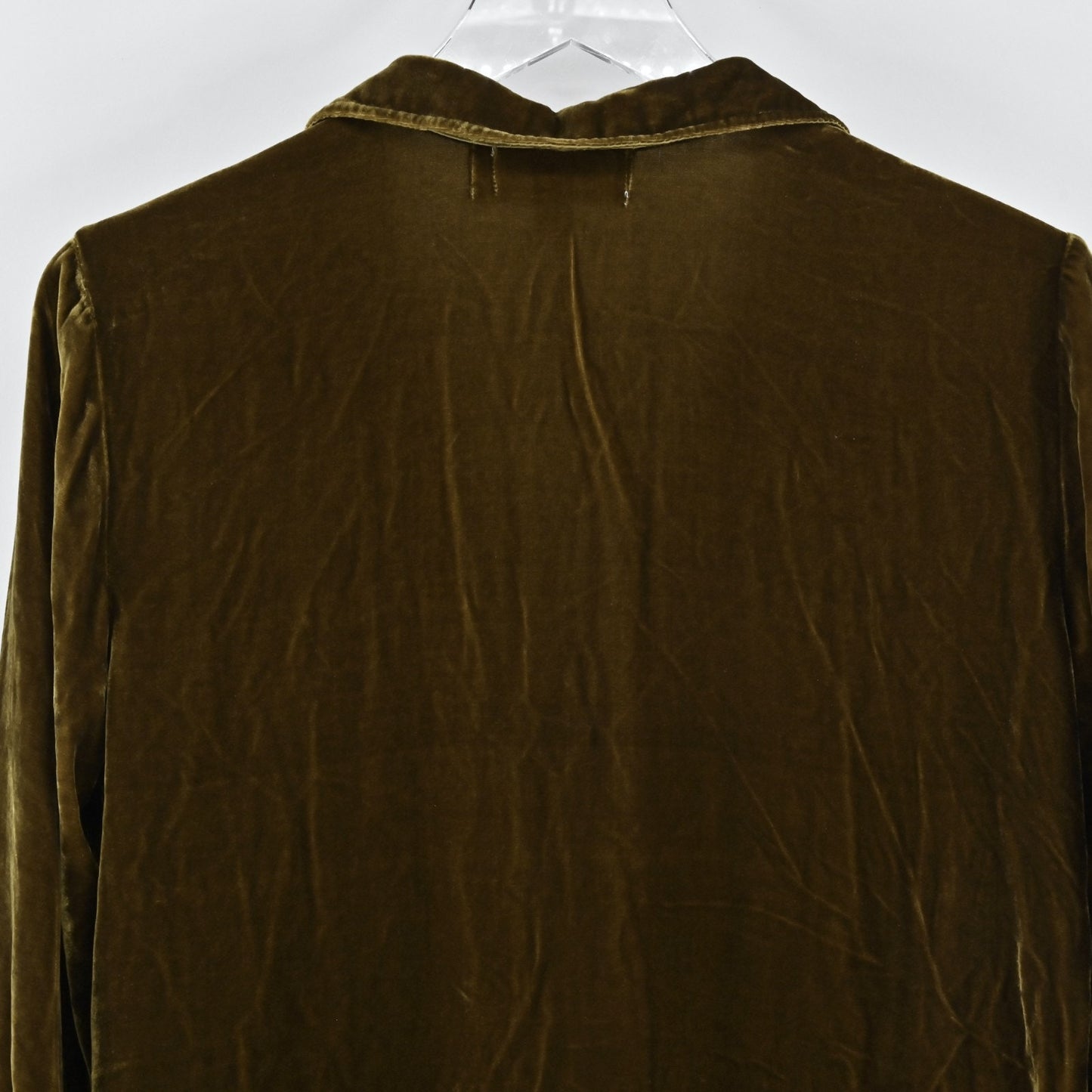 Cloth Stone Womens Green Velvet Top Size S Silk Boho Whimsigoth Button Up Blouse