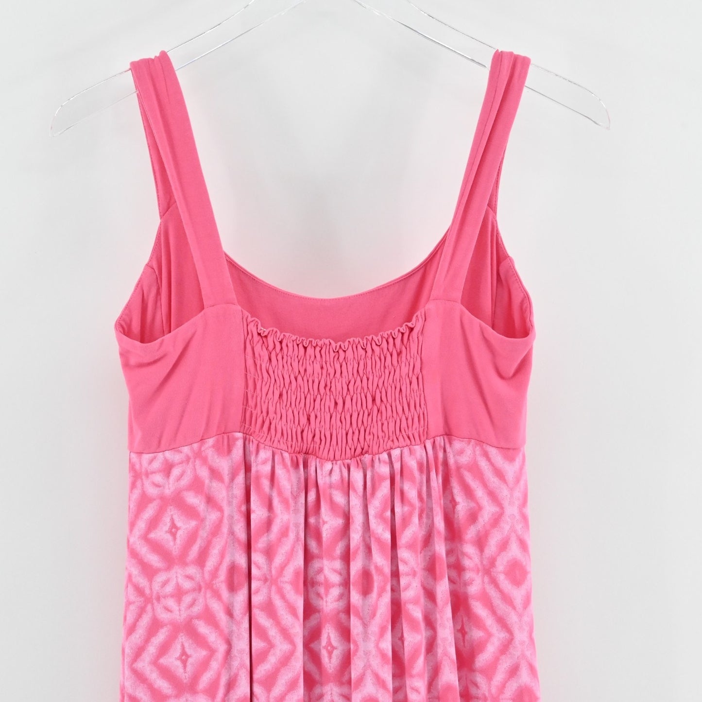 Fresh Produce Pink Ikat Maxi Dress Size S Babydoll Tank Smocked Stretch Beach