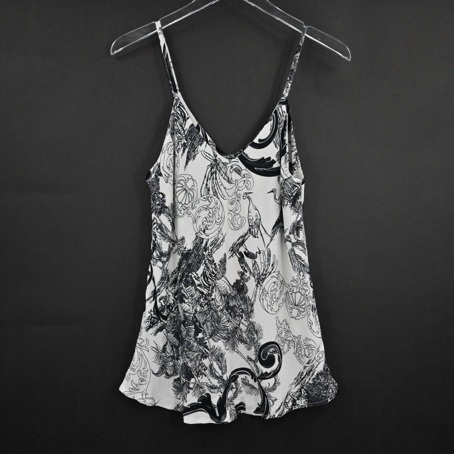 SCANDAL ITALY Womens Top Size M Molly Toile Black White Print Cami Blouse NEW