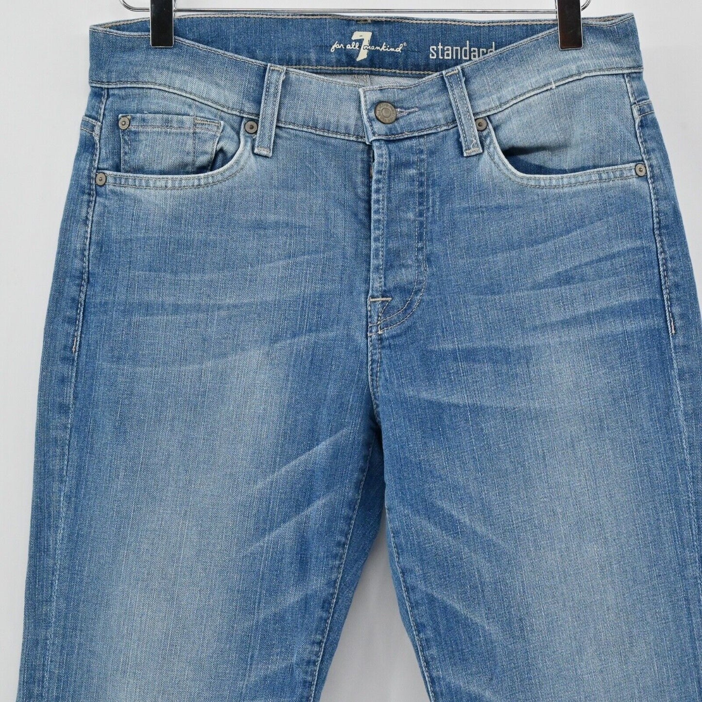 7 FOR ALL MANKIND Jeans Mens Size 31x29 Button Fly Straight Medium Wash Mid Rise