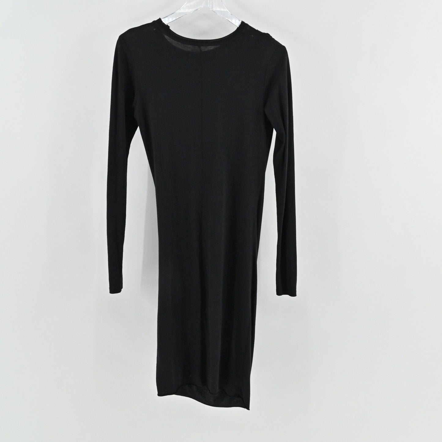 Rag & Bone Knit Dress Size XS Black Ruched Long Sleeve Bodycon Romantic Goth