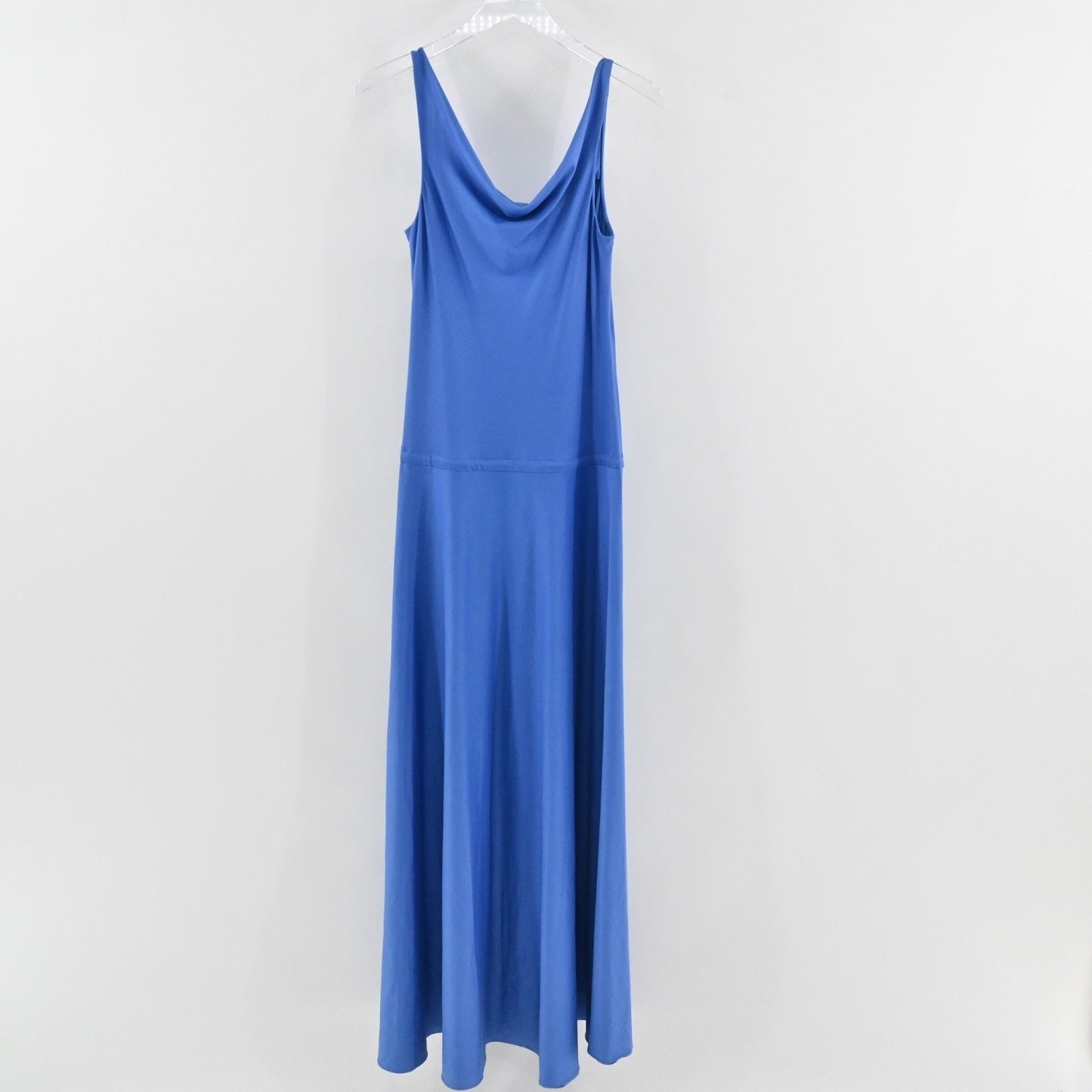 DIANE VON FURSTENBERG Tadd Maxi Dress Sz 6 Blue Silk Cotton Sleeveless Cowl Neck