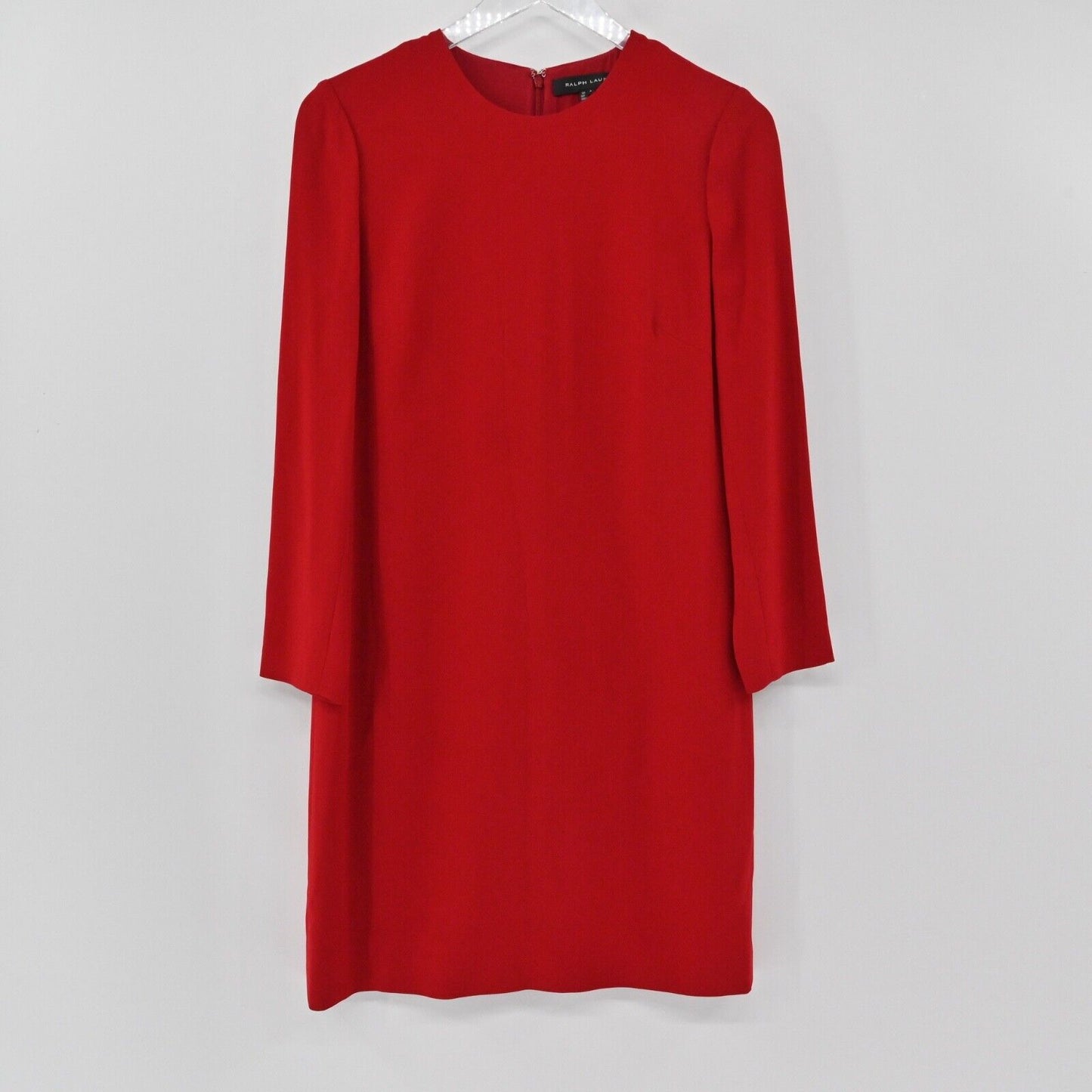RALPH LAUREN Black Label Dress Womens Sz 6 Red Long Sleeve Classic Sheath Career