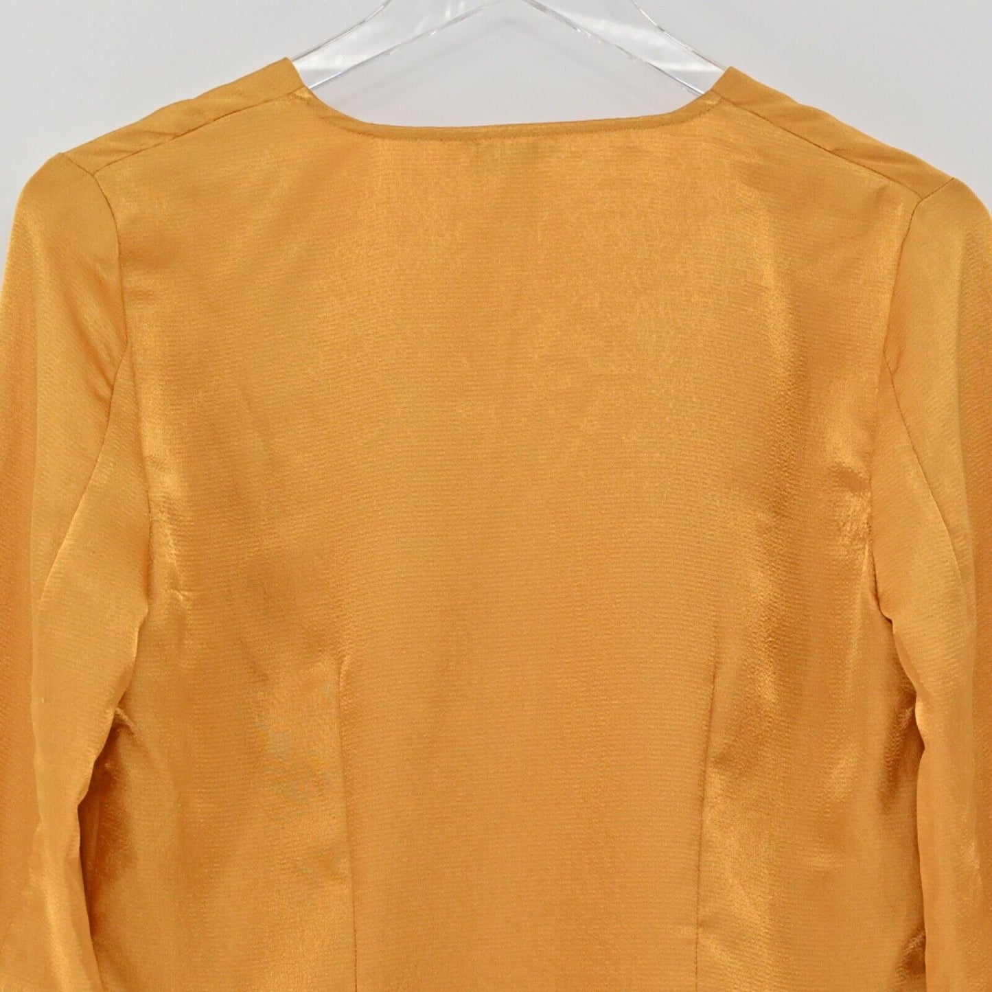 JOIE Top Womens Small Mustard Yellow Satin Madora Button Front Bell Sleeve NEW