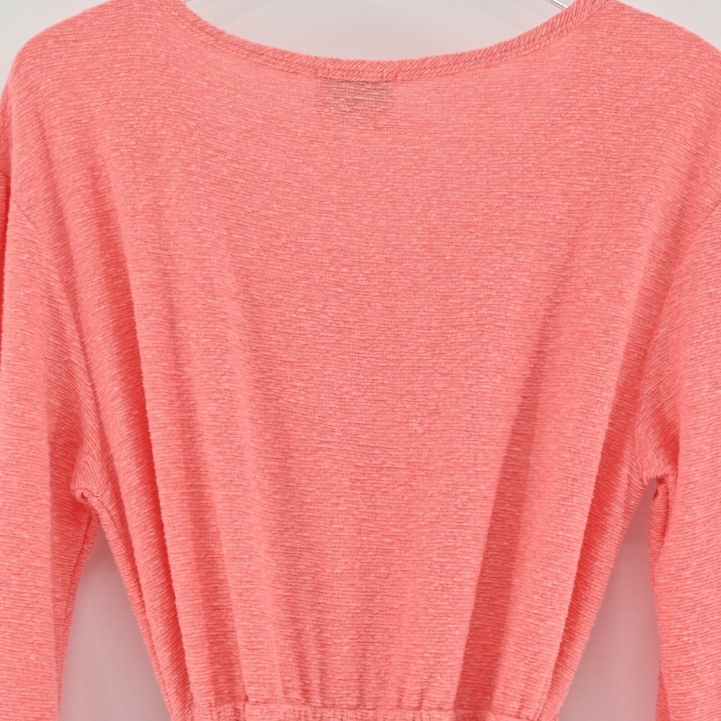 Anthropologie Womens Jovie Coral Dress Size L Puff Sleeve Belted SATURDAY SUNDAY