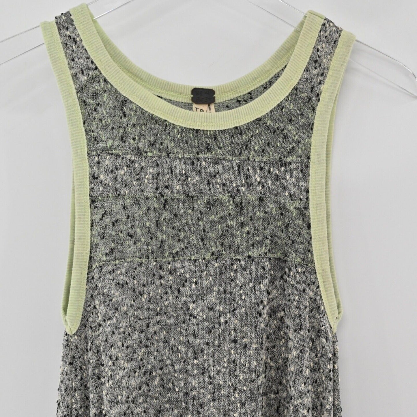 FREE PEOPLE Top Womens Sz XS Gray Green Bumble Bee Knees Tunic Tank WE THE FREE
