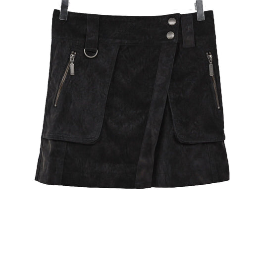 FREE PEOPLE Skirt Womens Size 0 Carson Faux Leather Utility Cargo Mini Black