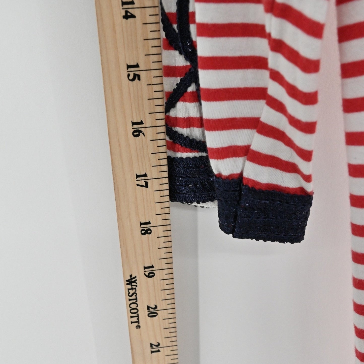 Gretchen Scott Admiral Tunic Dress Size S Red White Striped Embroidered Nautical