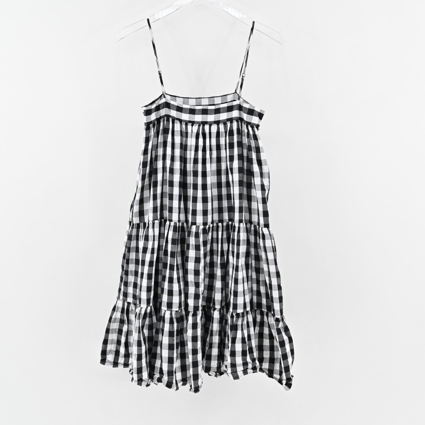 OPT Dress Size S Barbie Doll Sleeveless Straight Neck Mini Black White Gingham