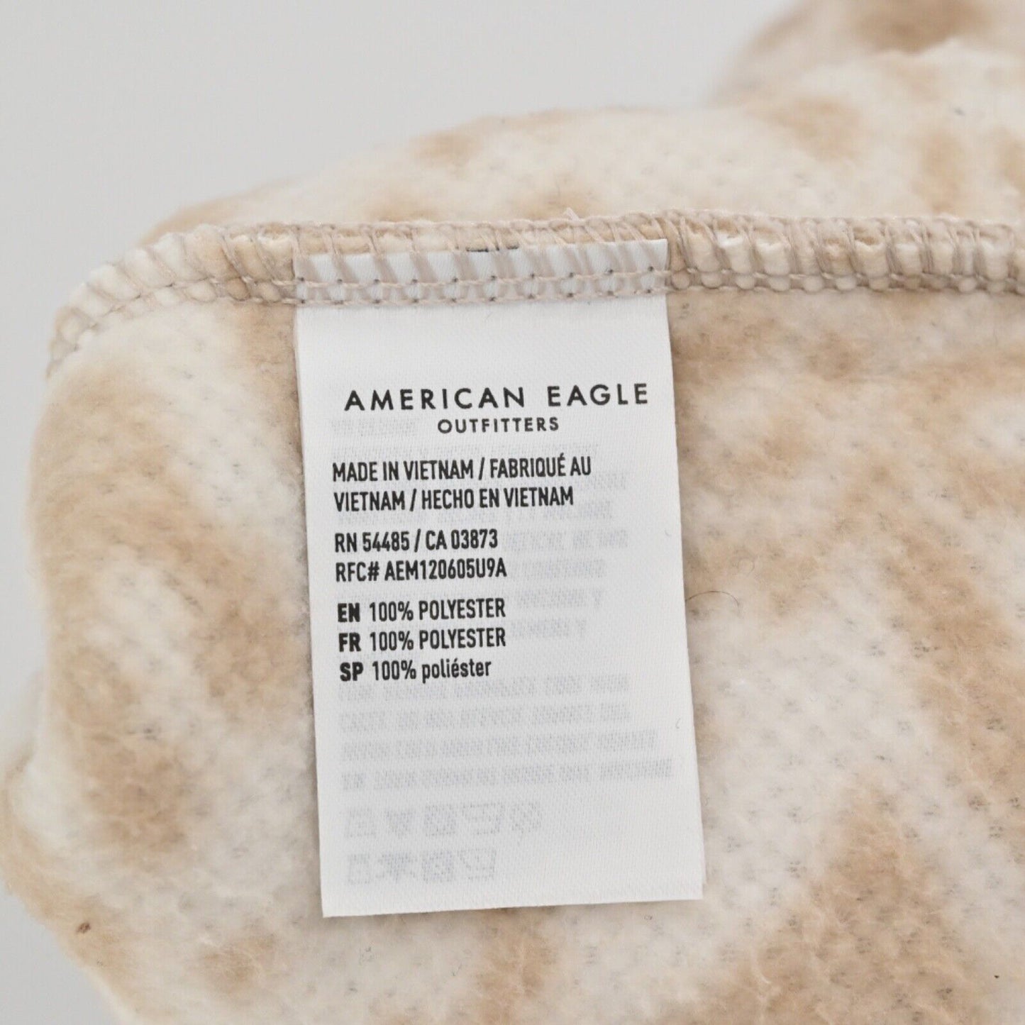 AMERICAN EAGLE Jacket Women Sz M Tan Animal Print Sherpa Fleece 1/4 Zip Pullover