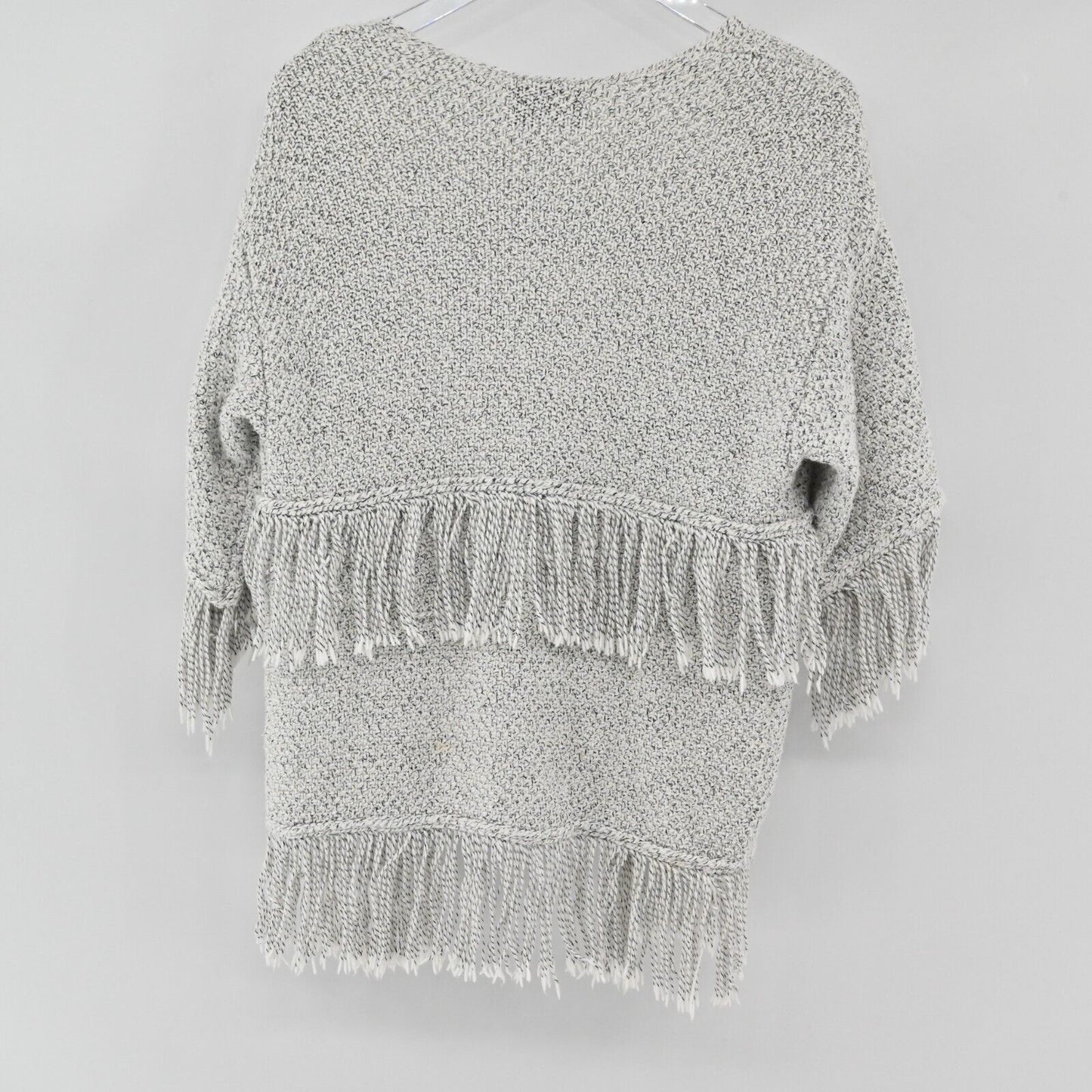 CUPCAKES CASHMERE Sweater Womens Sz S Calypso Fringe Knit Open Cardigan Boho