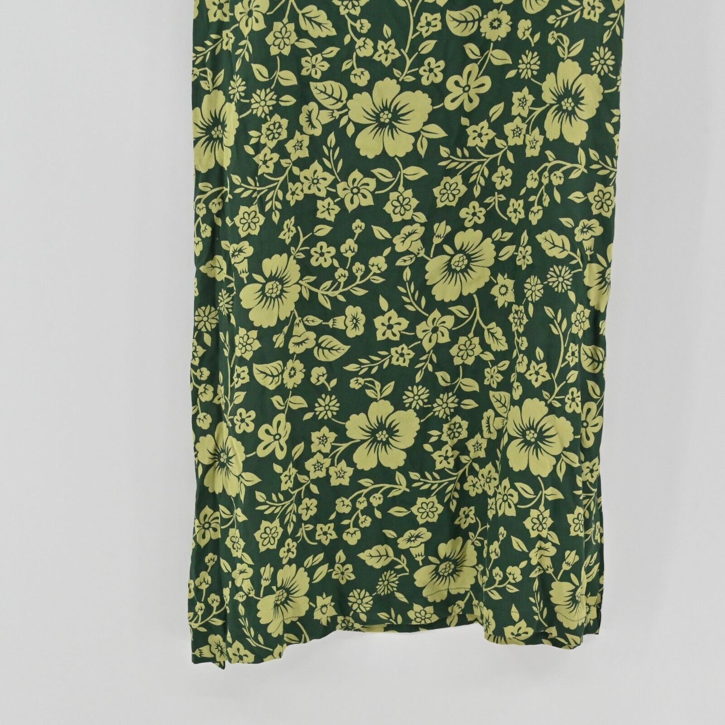 Vtg OLD NAVY Dress Womens Size 8 Green Tropical Floral Print Sleeveless Maxi