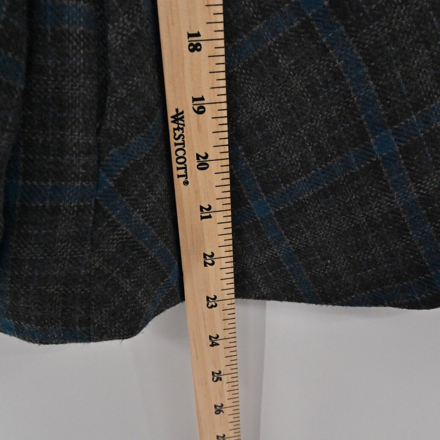 CABI Jacket Womens Size 12 Gray Blue Court Plaid Tweed Capelet Style Crop Retro