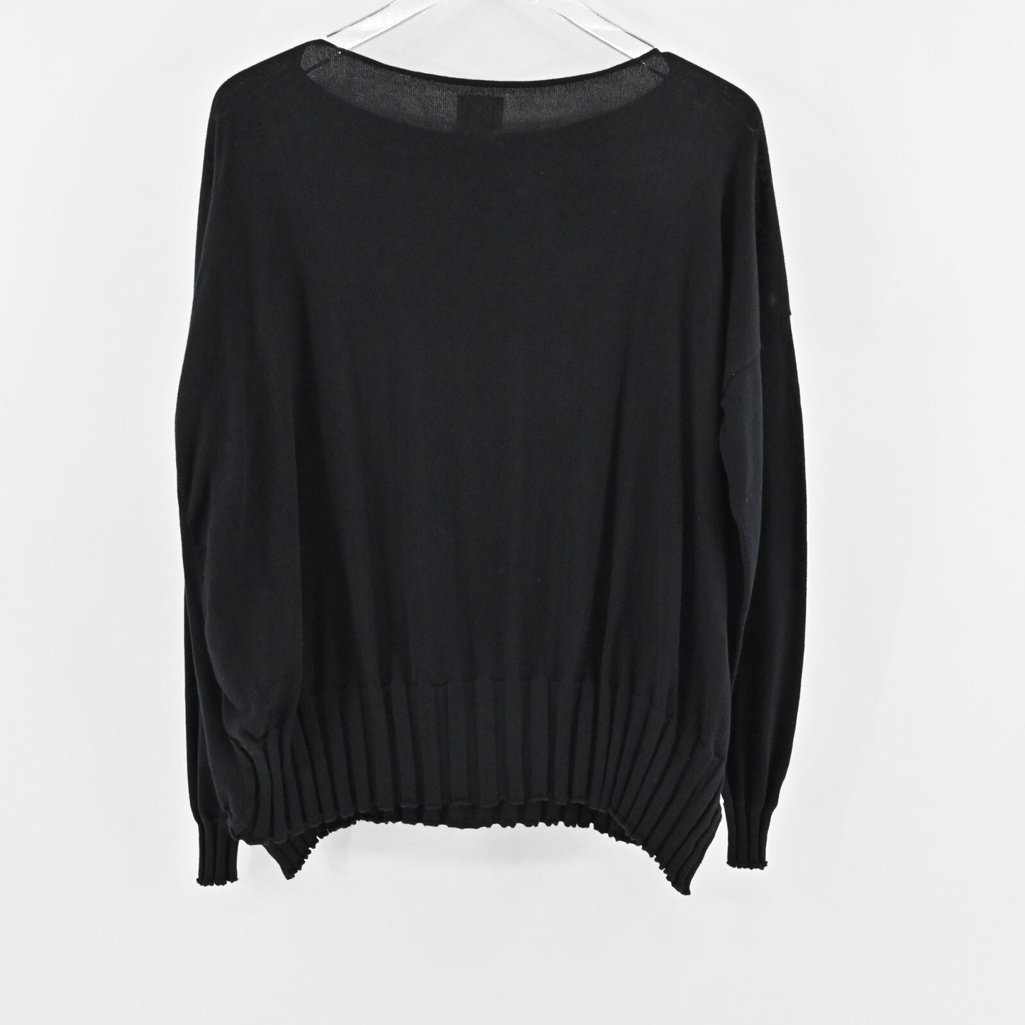 PLANET by LAUREN G Womens Black OSFA Sweater Pima Cotton Bateau Neck Minimalist