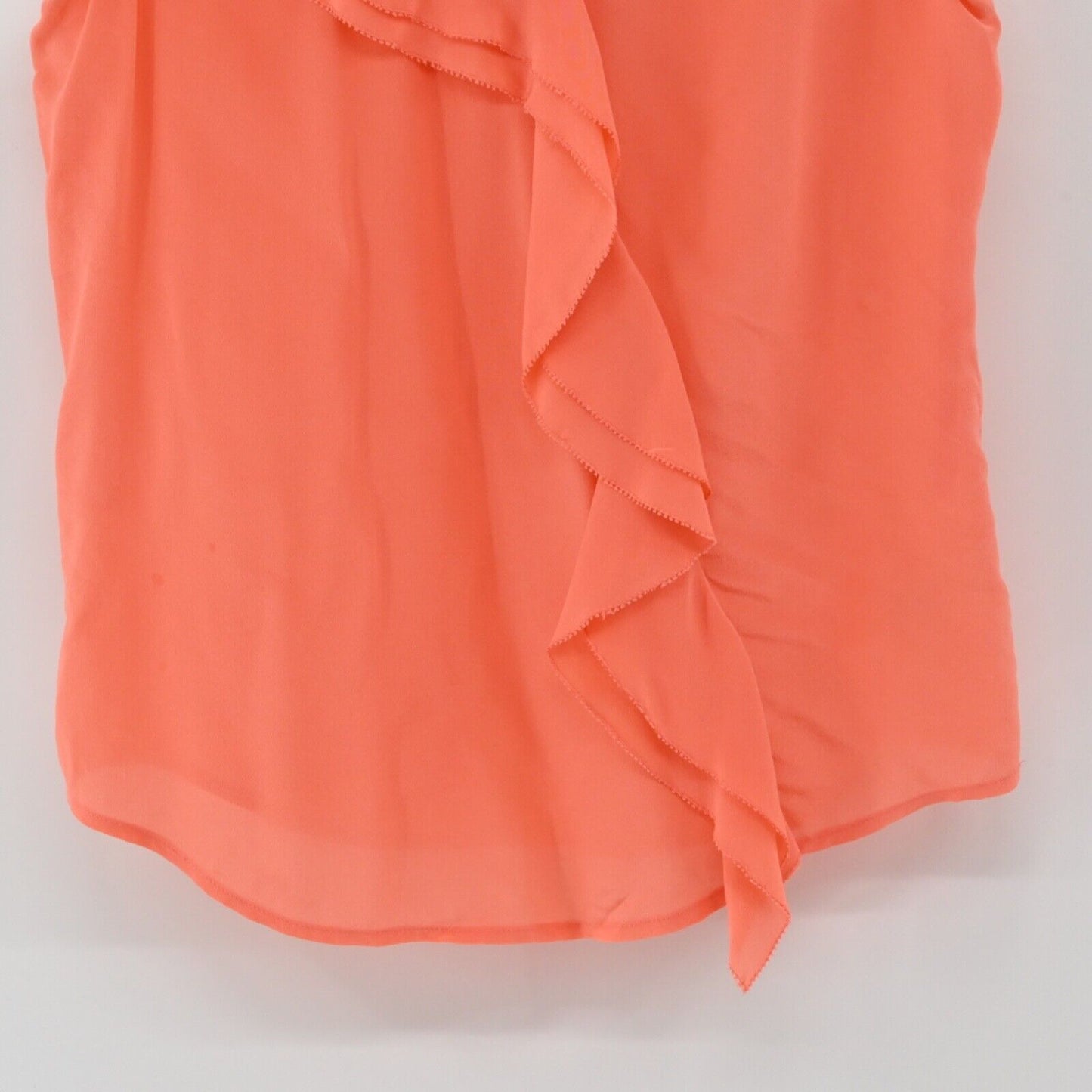 ANTHROPOLOGIE Top Womens Sz 2 MAEVE Orange 100% Silk Dipped Chroma Ruffle Blouse
