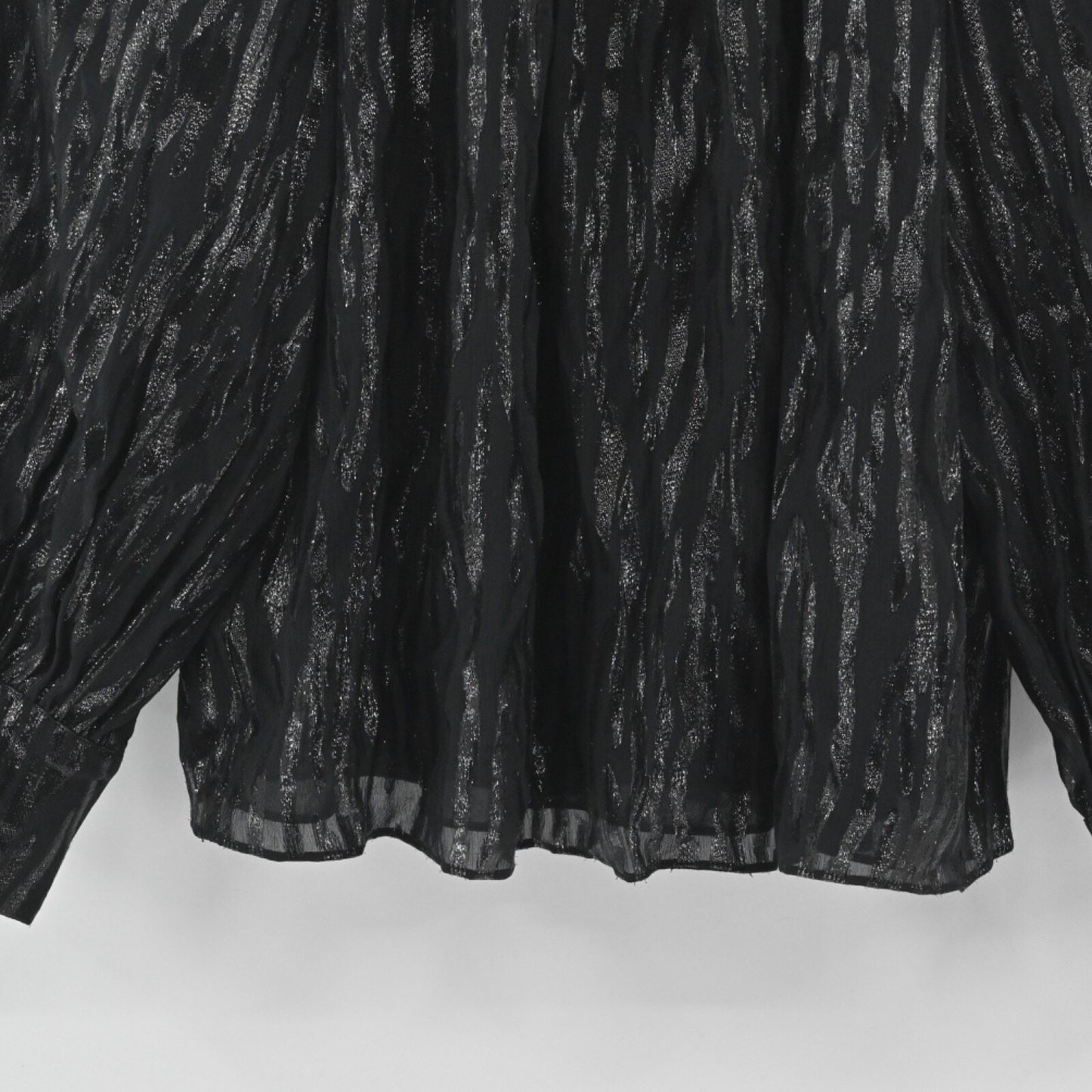 Rebecca Taylor Silk Metallic Top Womens Size 4 Black Safari Ruffle Vamp Glam