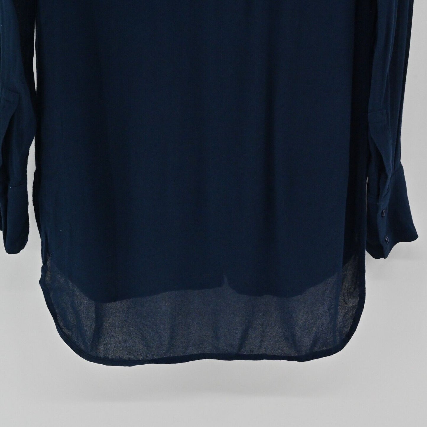 VINCE Top Womens Sz XS Long Sleeve Dark Navy Blue Split Neck Lightweight Blouse