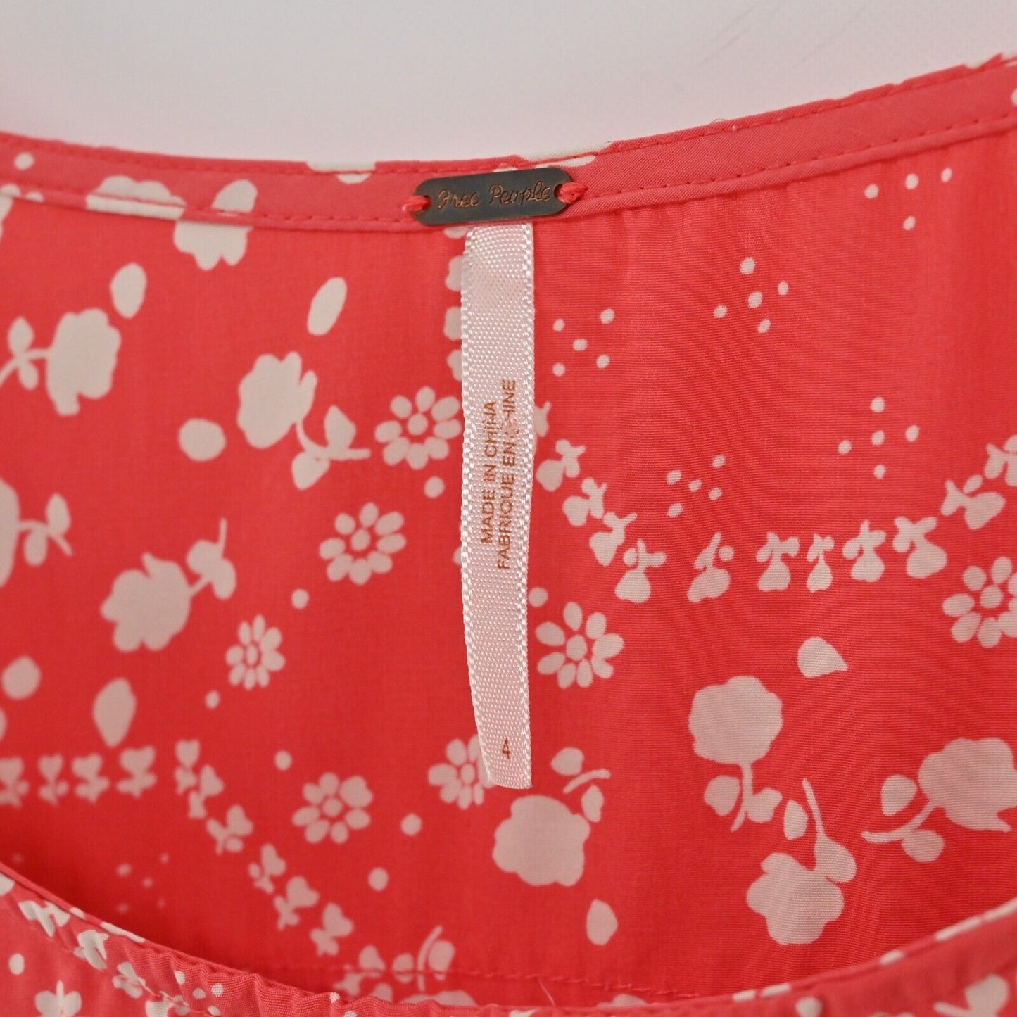 FREE PEOPLE Dress Womens Size 4 Geo Garden Floral Print Ruffled Sleeve Shift