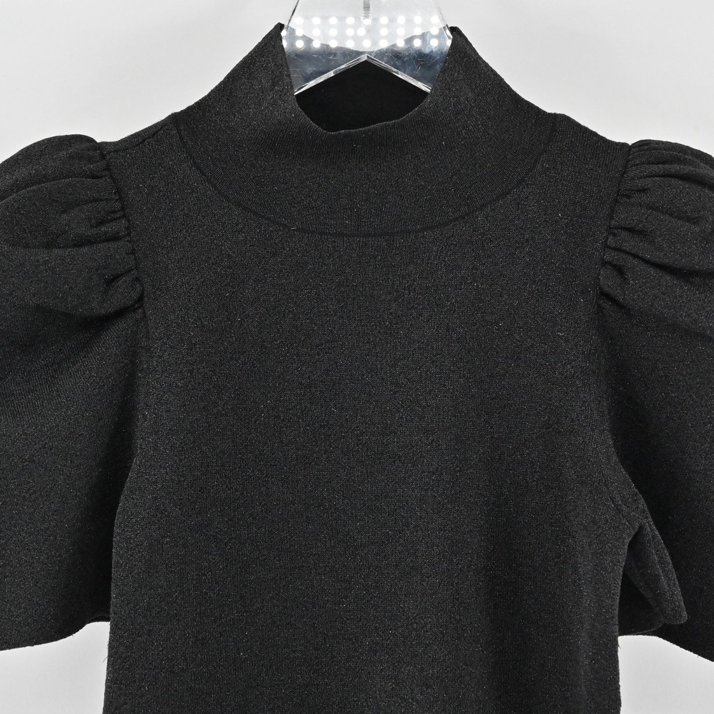 Alice Olivia Womens Black Issa Puff Sleeve Fitted Top Size XS Metallic Wool Chic