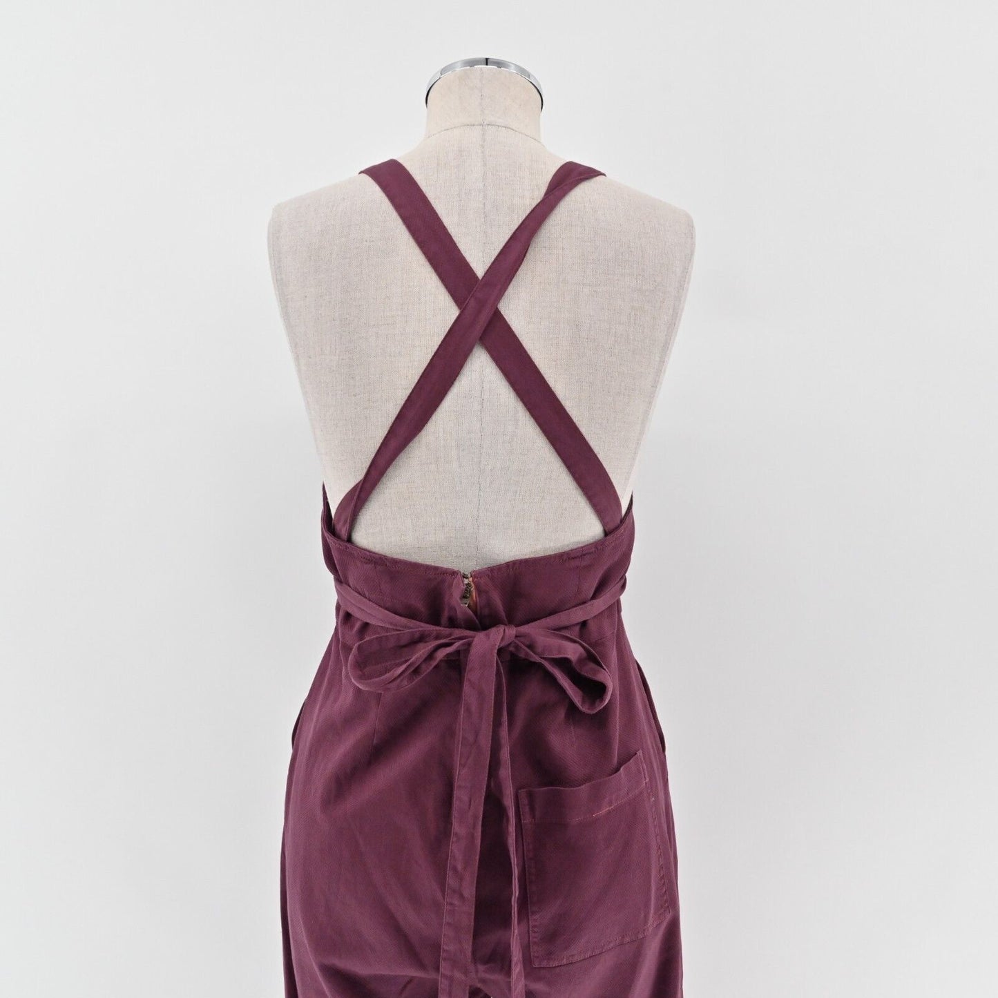 MARINE LAYER Jumpsuit Womens Sz 2 Tess Cabernet Wide Leg Cotton Overalls Maroon
