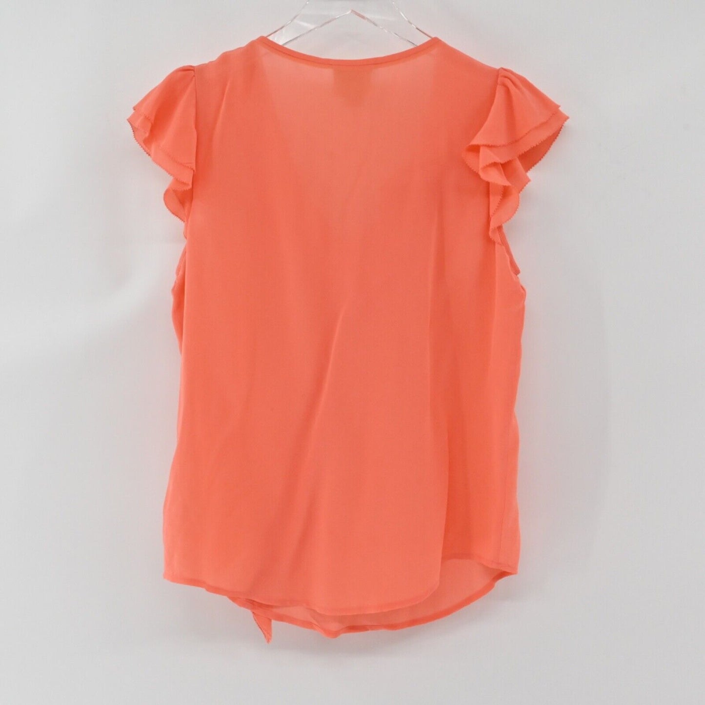 ANTHROPOLOGIE Top Womens Sz 2 MAEVE Orange 100% Silk Dipped Chroma Ruffle Blouse