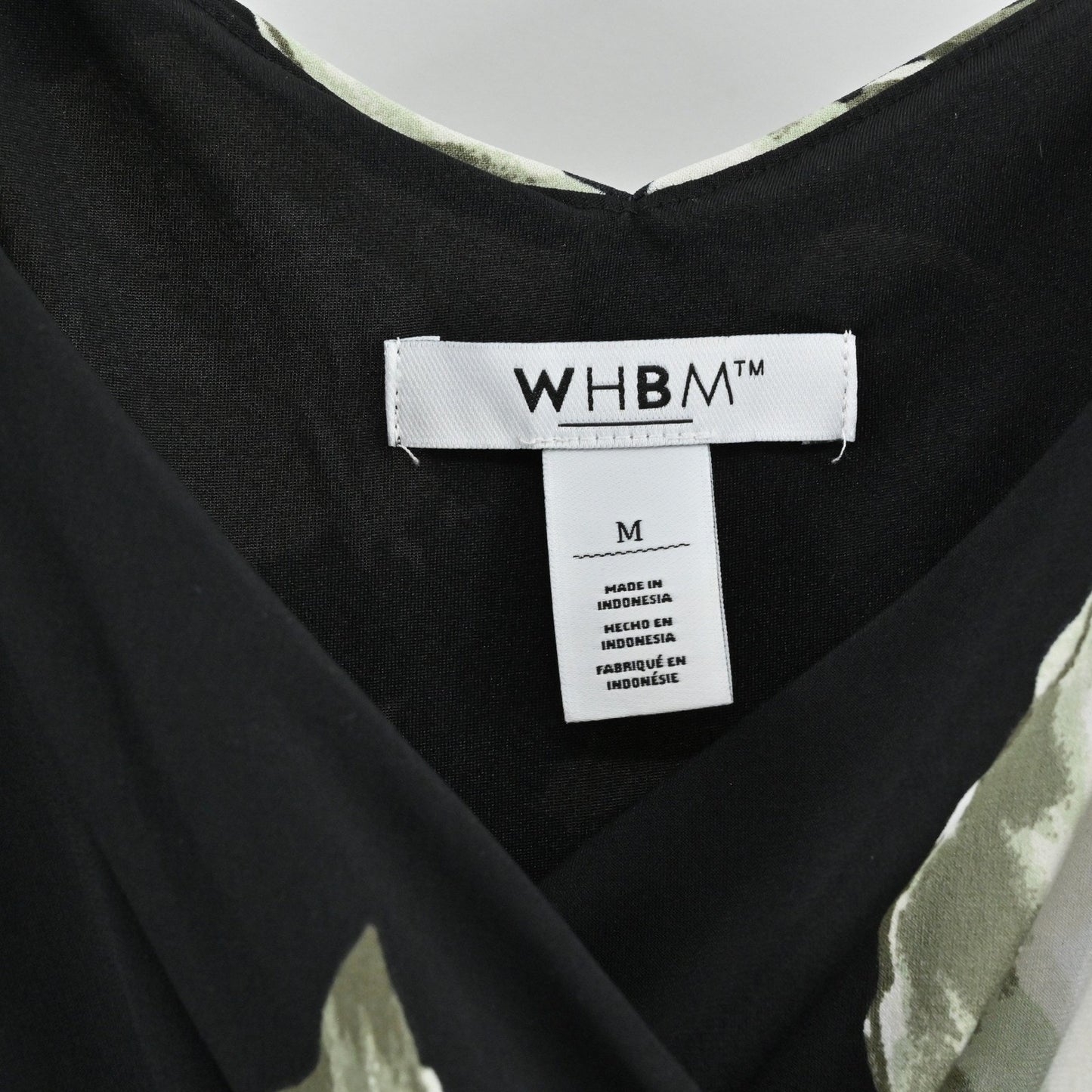 WHBM Maxi Dress Size M Black Green Floral Tropical Cruise Sleeveless Romantic