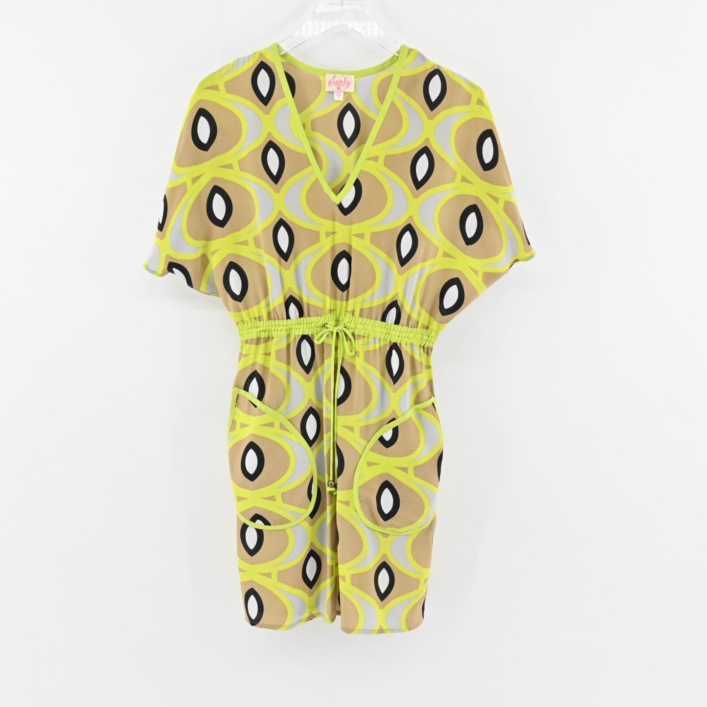 PLENTY by TRACY REESE Dress Size S Silk VNeck Tie Waist Geometric Print Mini Y2k