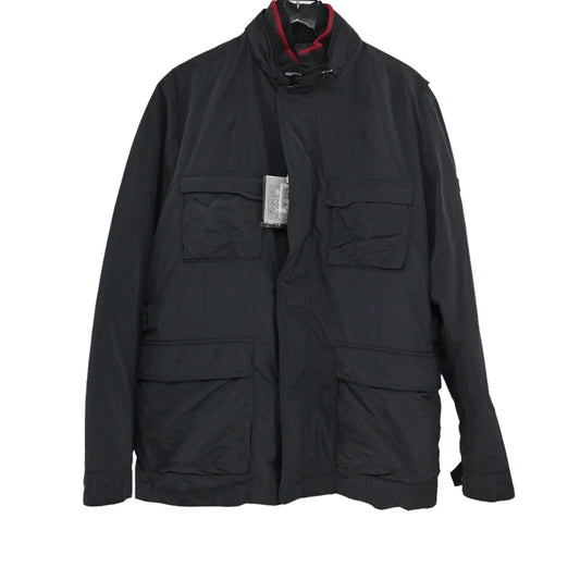 HETREGO Jacket Mens Size 58 Long Sleeve Black Zip Button Double Layer NEW