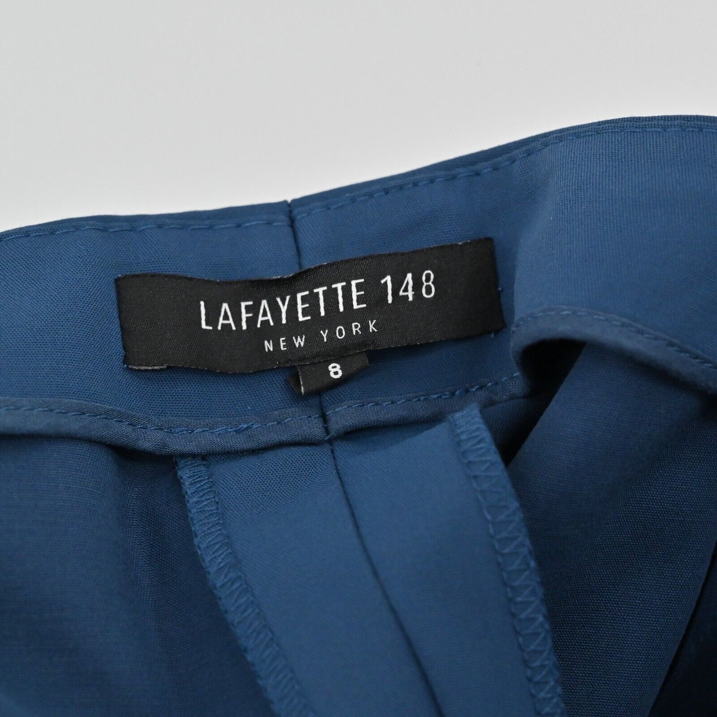 LAFAYETTE 148 Pants Womens Sz 8 Blue High Waisted Pull On Stretch Straight Ankle