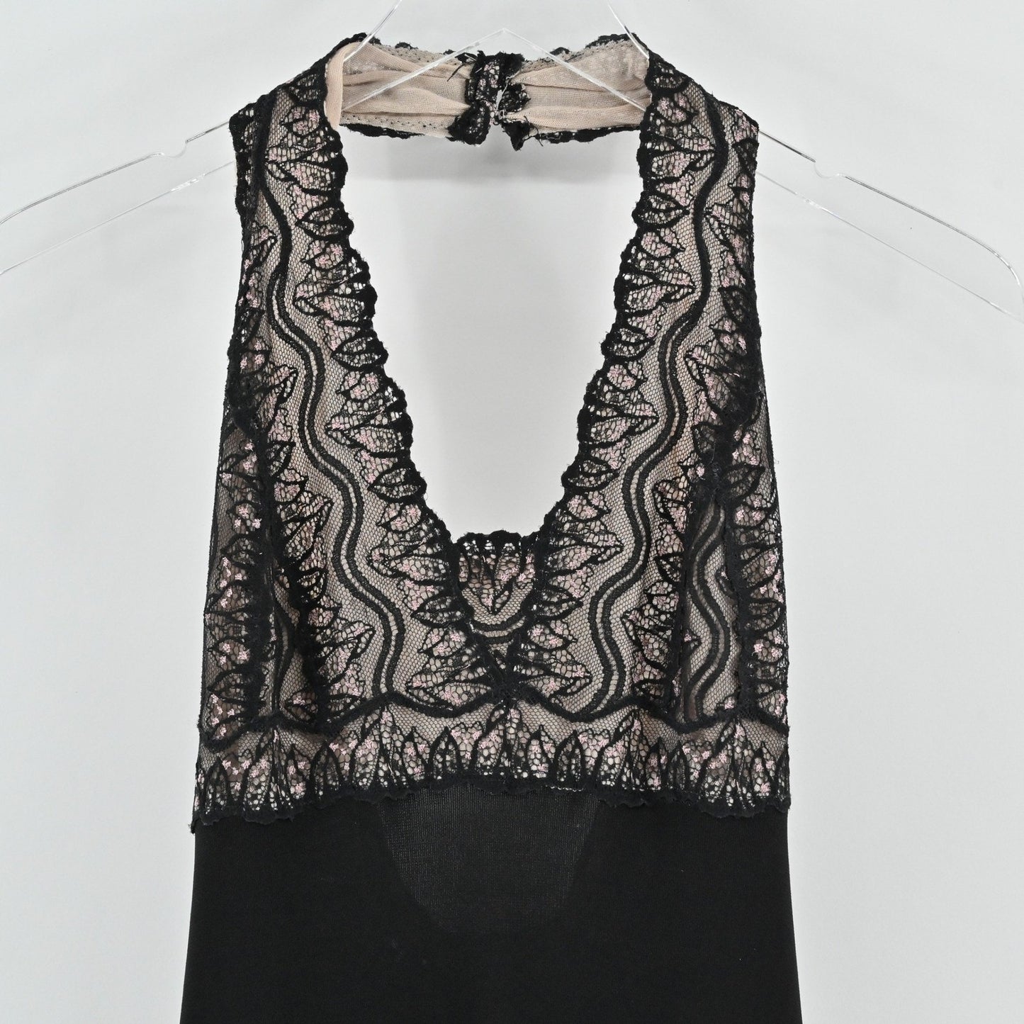 Vtg Y2k Nicole Miller Lace Dress Size 0 Whimsygoth Dark Romantic Black Halter