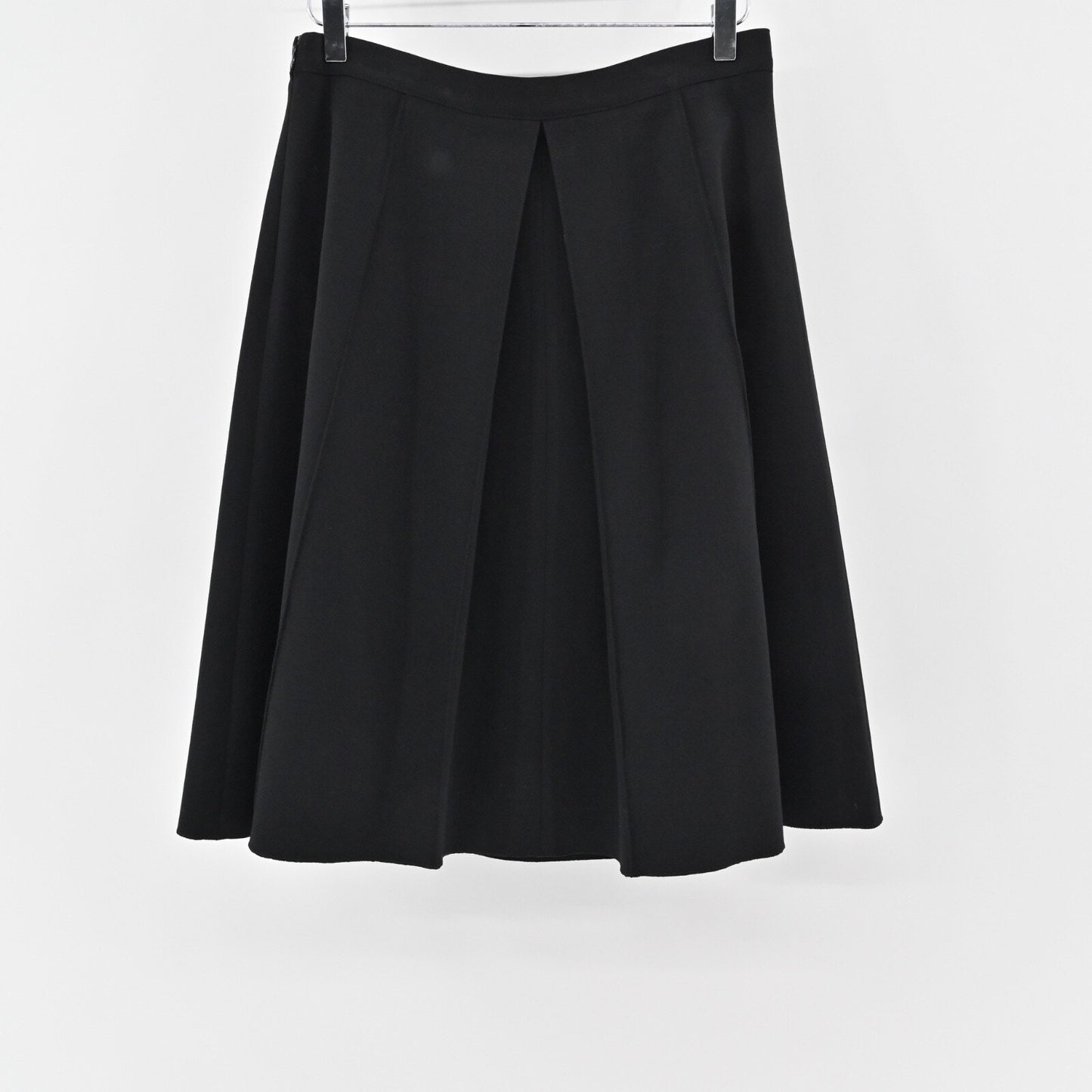 LES COPAINS Pleated Skirt Size 46 Black Knee Length A Line Jersey Stretch Retro