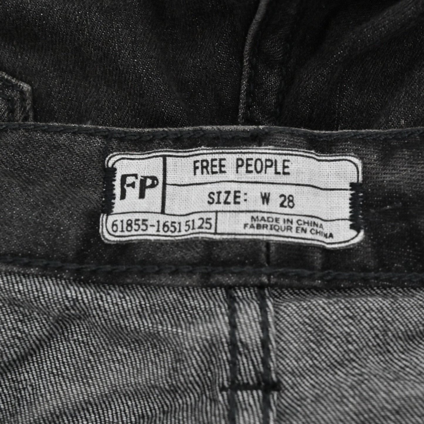 FREE PEOPLE Jeans Womens Sz 28 Coal Miners Washed Black Distressed Boho Festival