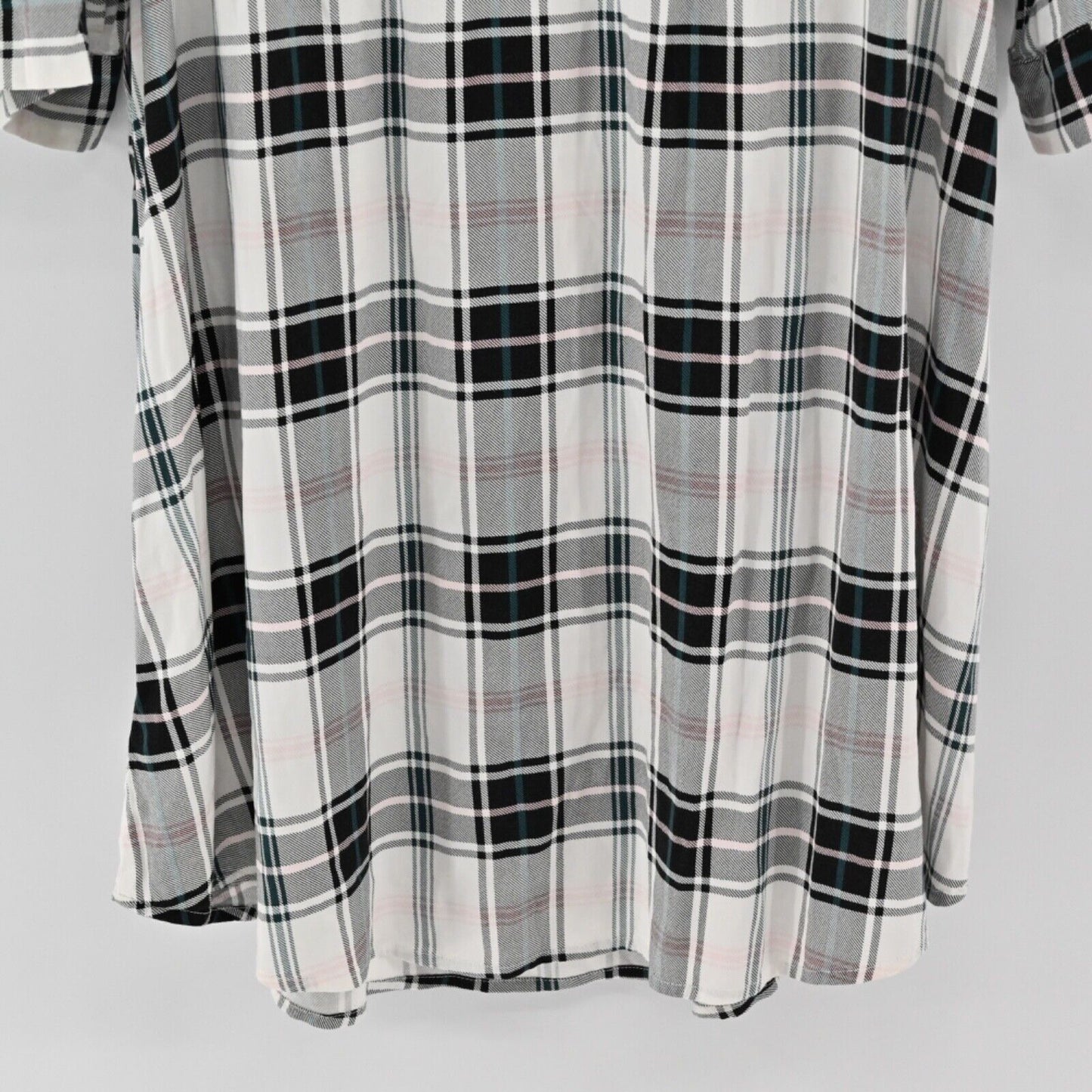 TORRID Dress Womens Size 2X White Plaid Shirt Challis Zip Front Drawstring Waist