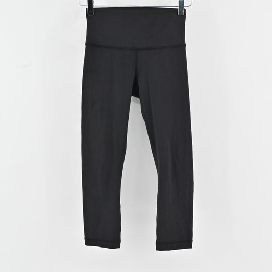 LULULEMON Womens Wunder Under Leggings Size 4 Black Crop Hi Rise Luxtreme Pants