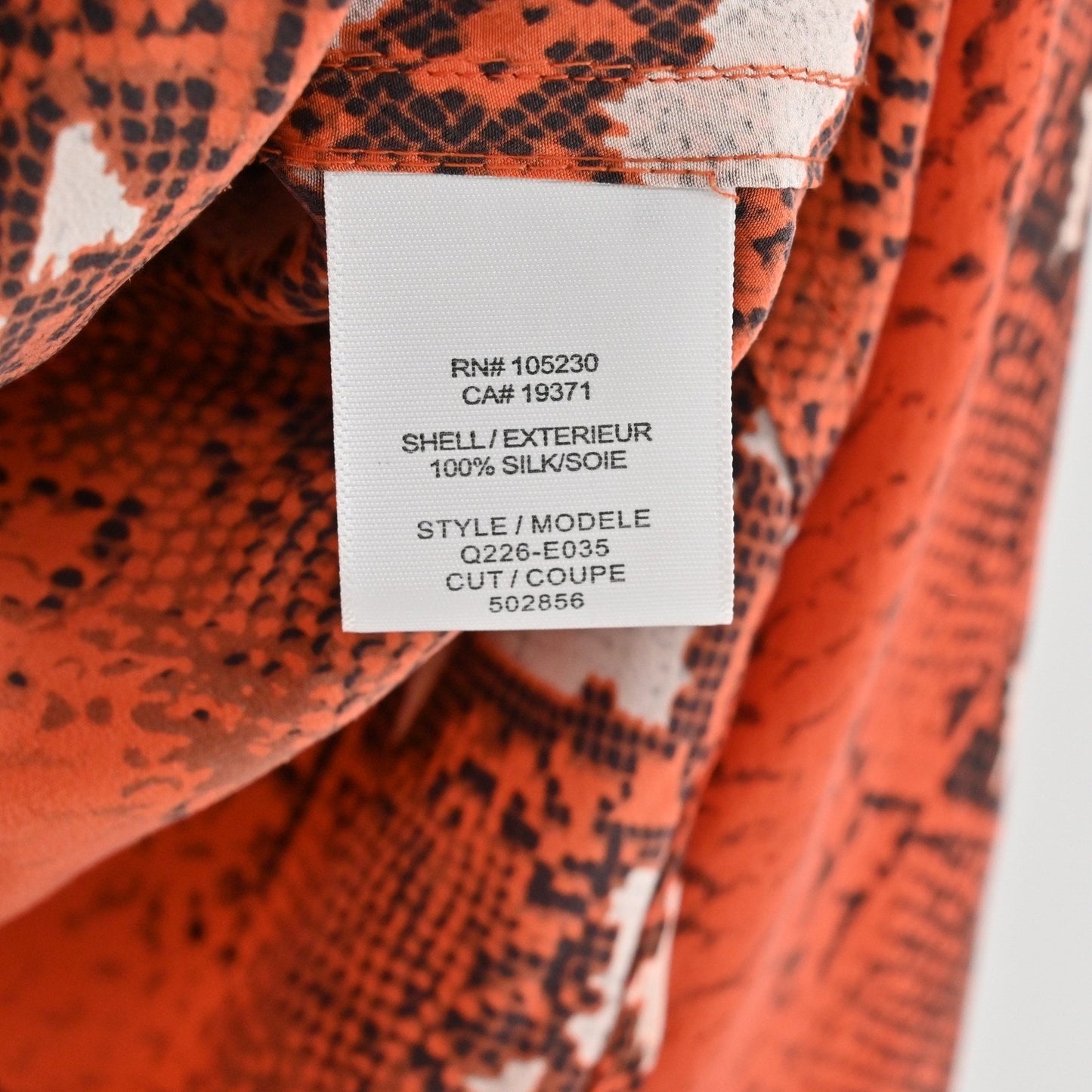 EQUIPMENT Womens Silk Top Size S Orange Snakeskin Button Dopamine Maximalist