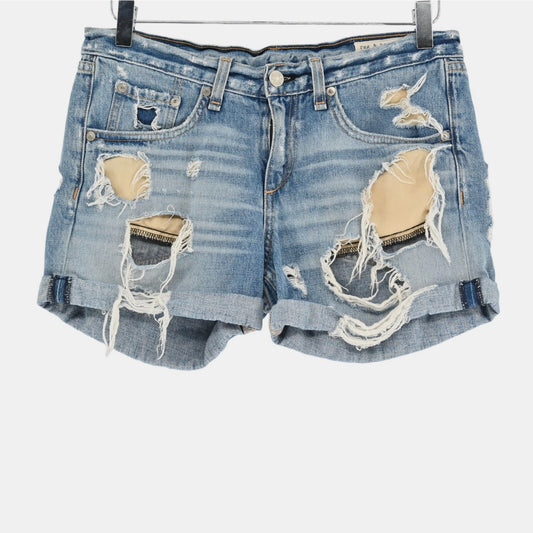 RAG BONE Womens Rebel Jean Shorts Size 25 Boyfriend Distressed Denim Cotton Boho
