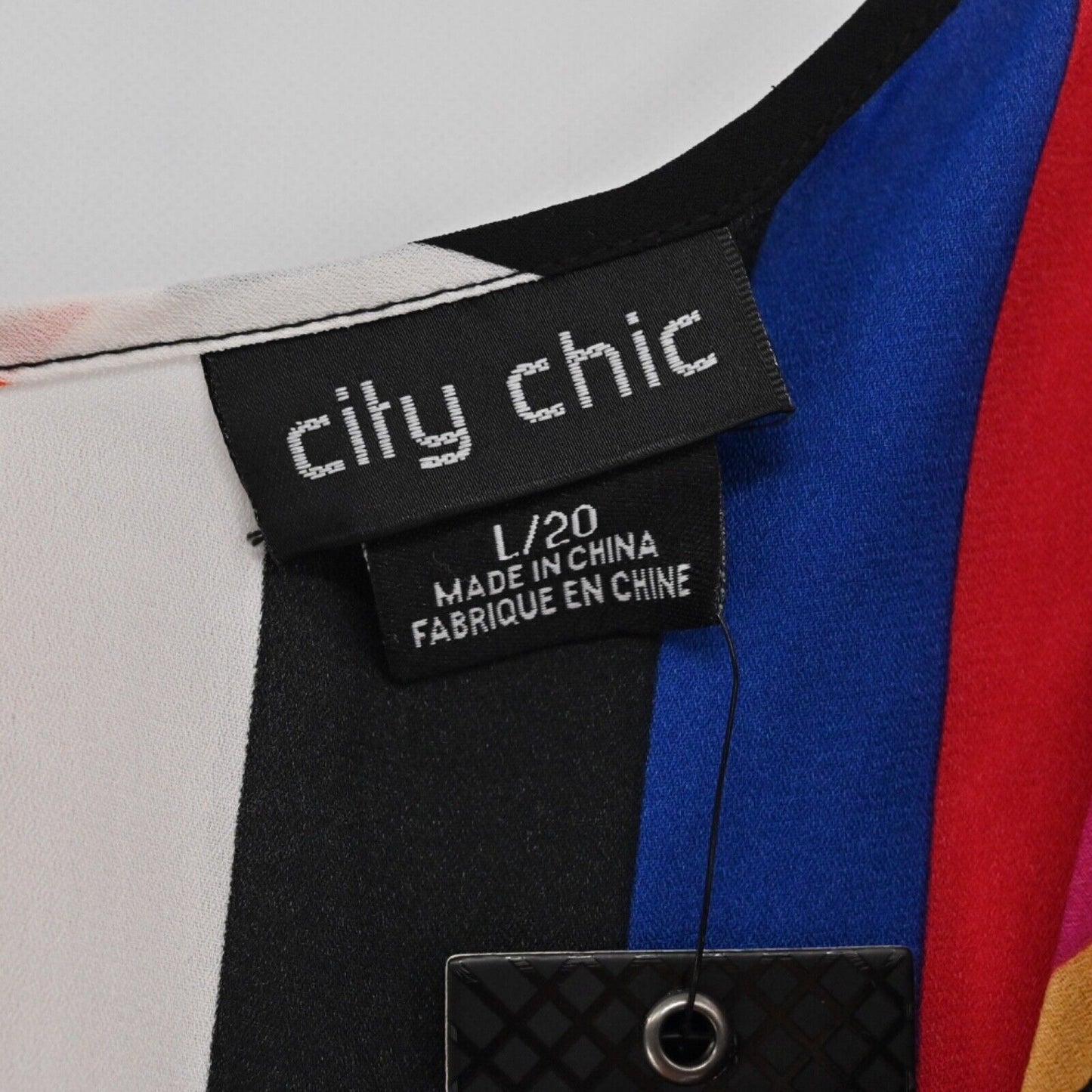 CITY CHIC Dress Womens Size L/20 Stripe VNeck Spaghetti Strap Embracing Wrap NEW