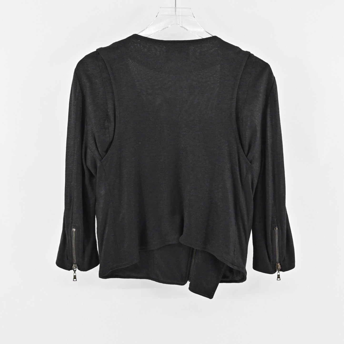 MONROW Jacket Womens Size M Black Linen Moto Asymmetrical Zip Front Rocker Chic