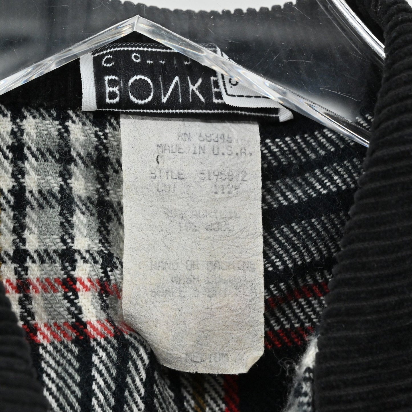 Vtg Y2k BONKERS Wool Blend Plaid Cropped Jacket Size M Corduroy Preppy Grunge