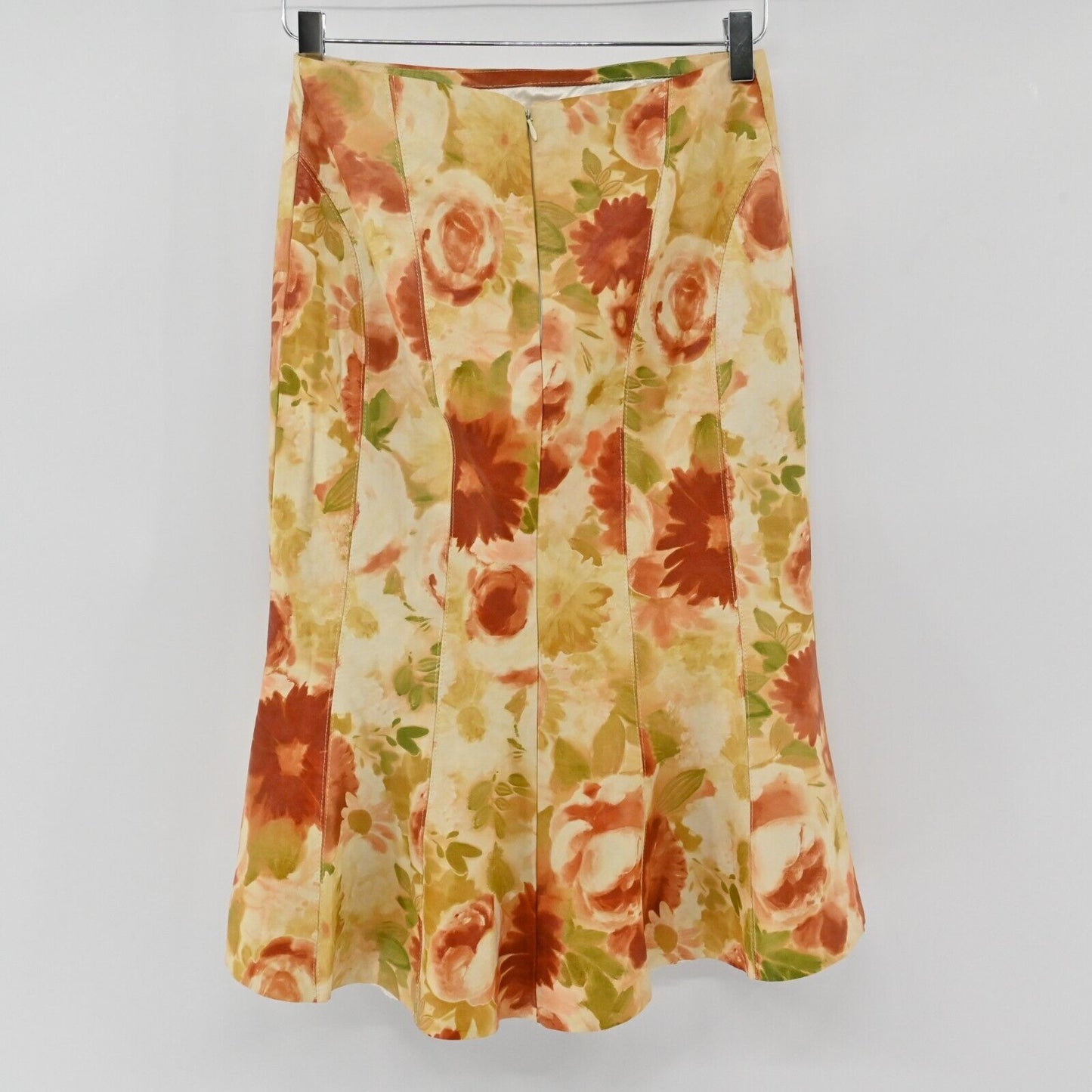 IZZY CAMILLERI Skirt Womens Sz 4 Leather Floral Print Lace Lined Retro Capsule