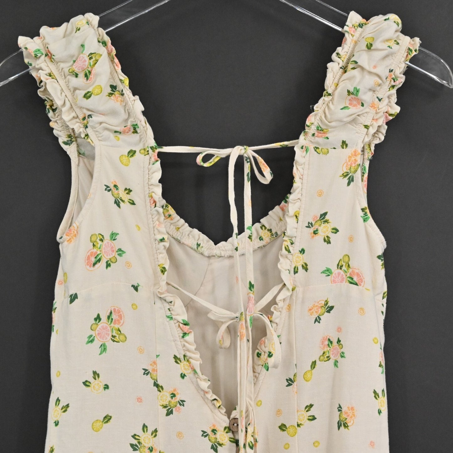 FREE PEOPLE Dress Size XS Like A Lady Citrus Printed Linen Blend Sleeveless Mini