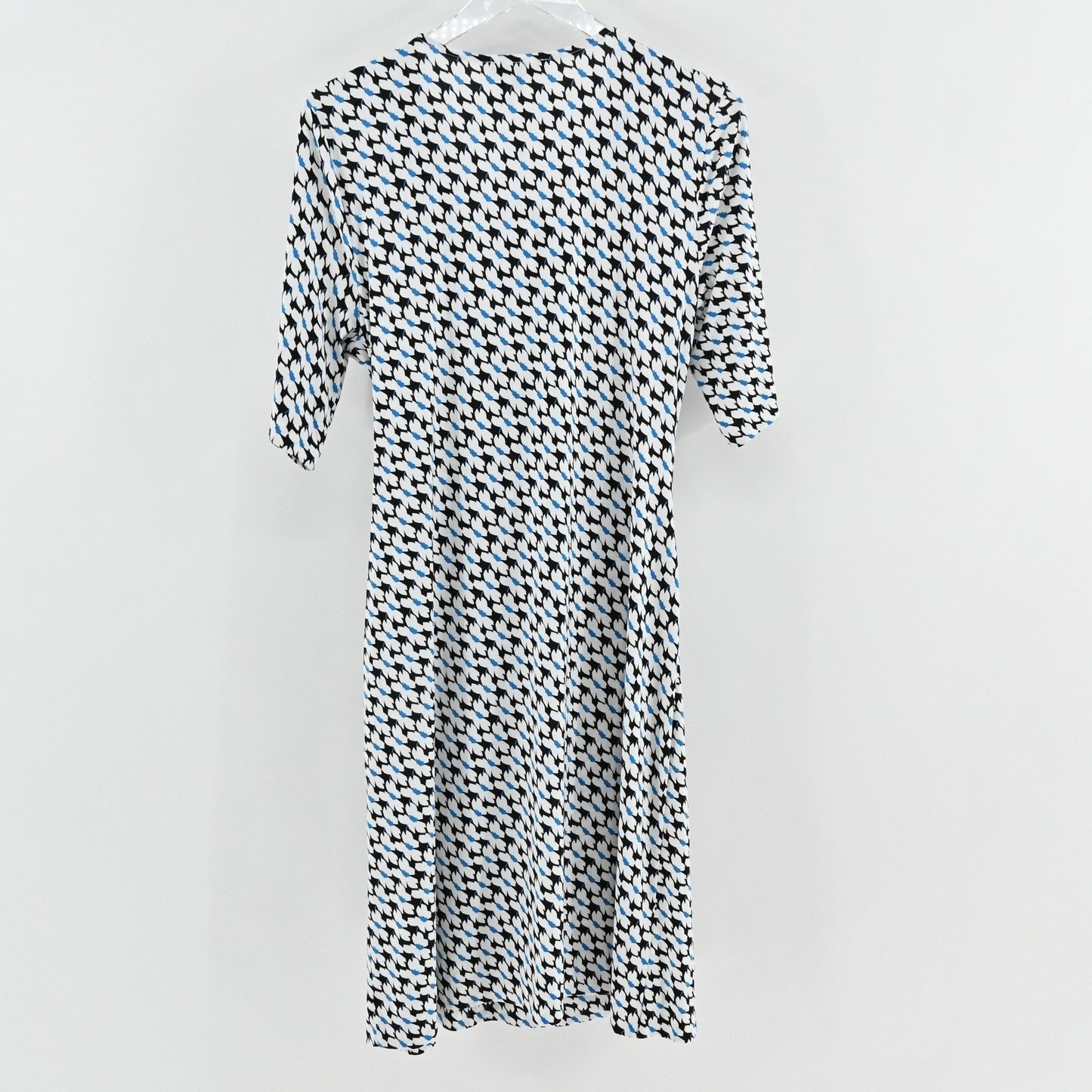 DKNY Faux Wrap Dress Size L Geometric Modern Artistic Flattering Sophisticated