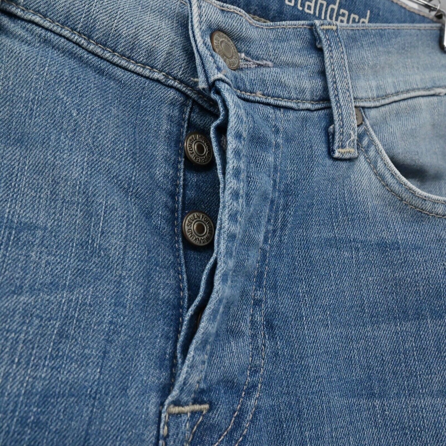 7 FOR ALL MANKIND Jeans Mens Size 31x29 Button Fly Straight Medium Wash Mid Rise