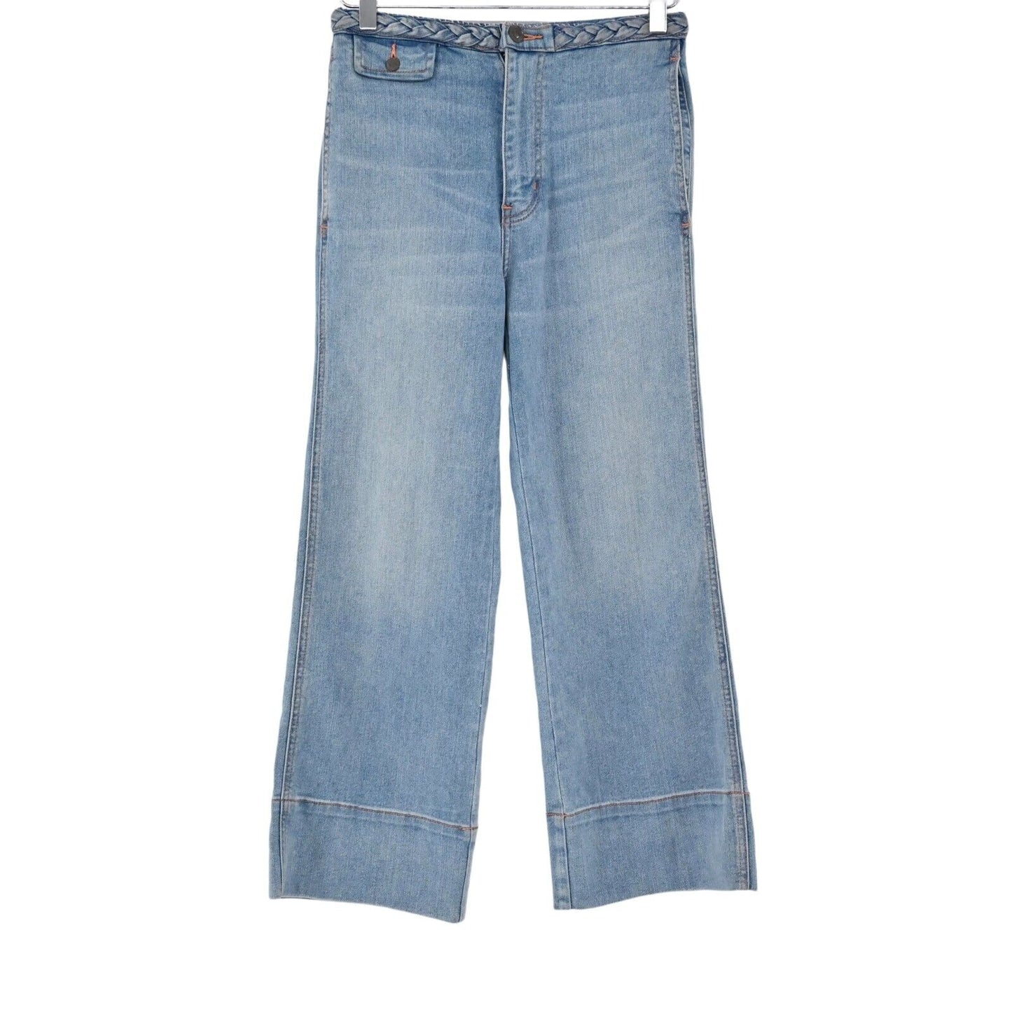 CURRENT ELLIOTT Jeans Womens 8 Braided High Waisted Cropped Blue Denim Western